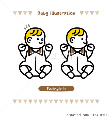 簡單可愛的嬰兒線描插圖。移動頸部 簡單可愛的嬰兒線描插圖。移動頸部 123109149