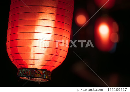 Close-Up of Red Chinese Paper Lantern 123109317