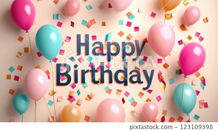 happy birthday greeting card with colorful balloons illustration happy birthday greeting card with colorful balloons illustration 123109398