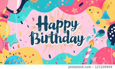 colorful happy birthday greeting card 123109404
