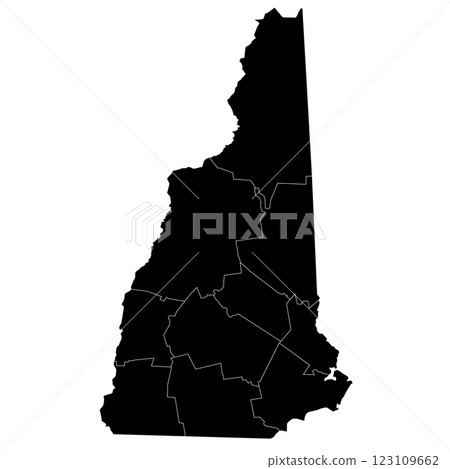 New Hampshire map. High detailed illustration map - outline New Hampshire State Map 123109662