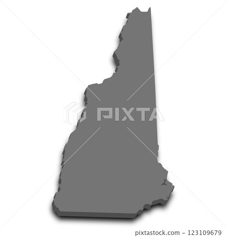 3d New Hampshire map state with color. United State of America, US, United State 123109679