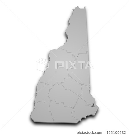 3d New Hampshire map state with color. United...-插圖素材 [123109682] - PIXTA圖庫