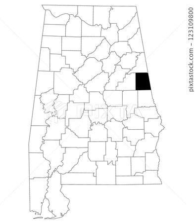 Map of Randolph County in Alabama state on white backround. single County map highlighted by black color on Alabama map. UNITED STATES, US 123109800