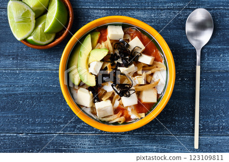 Mexican cuisine Sopa de Tortilla (Sopa Azteca) 123109811