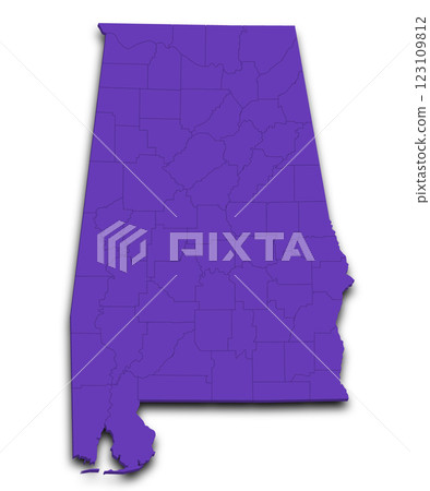 3d Alabama Map state with counties and color. AL map, outline and blank map, United State of America, US, United State 3d Alabama Map state with counties and color. AL map, outline and blank map, United State of America, US, United State 123109812