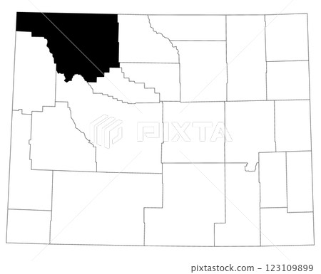Map of park County in Wyoming state on white background. single County map highlighted by black colour on Wyoming map. UNITED STATES, US Map of park County in Wyoming state on white background. single County map highlighted by black colour on Wyoming map. UNITED STATES, US 123109899