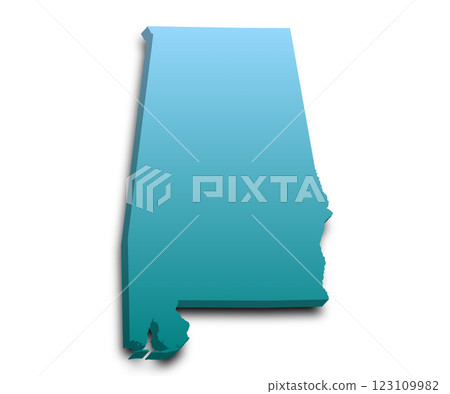 3d Alabama Map state with color. AL map, outline and blank map, United State of America, US, United State 123109982
