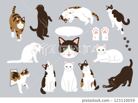 Cat illustration material set Cat illustration material set 123110059