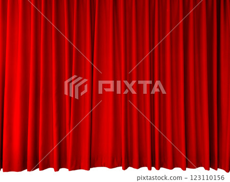 Bright red curtains make a background. 123110156