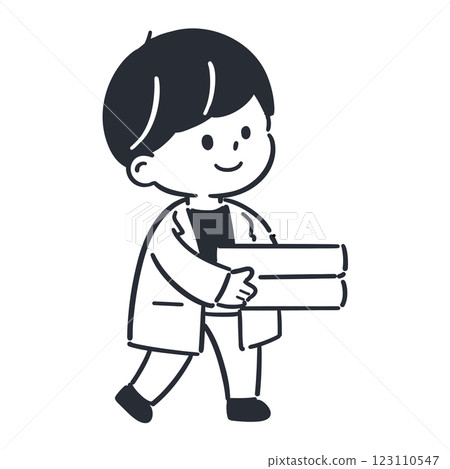 一名身穿白大褂的兒科醫生拿著兩本書 一名身穿白大褂的兒科醫生拿著兩本書 123110547