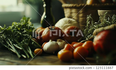 時尚廚房裡的蔬菜和水果 123111887