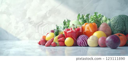 時尚廚房裡的蔬菜和水果 時尚廚房裡的蔬菜和水果 123111890