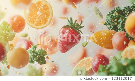 Falling fresh vegetables and fruits 123112017