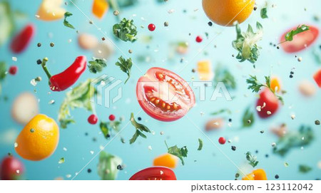 掉落的新鮮蔬菜和水果 123112042