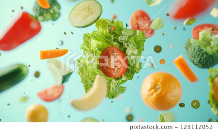 Falling fresh vegetables and fruits 123112052