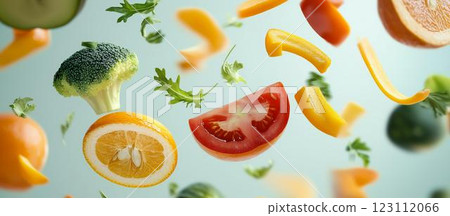 掉落的新鮮蔬菜和水果 掉落的新鮮蔬菜和水果 123112066