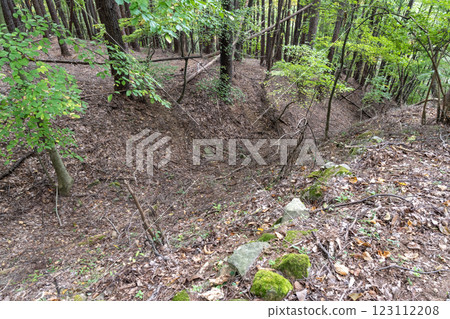 The huge moat remaining at the Kirihara Castle ruins 123112208