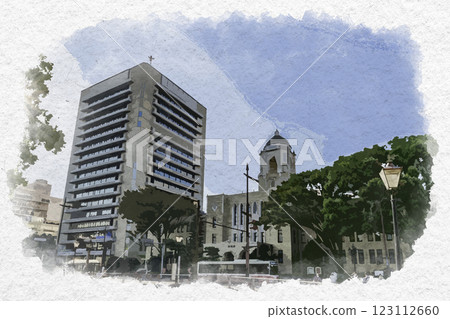 水彩風格 靜岡縣靜岡市靜岡市政府 123112660