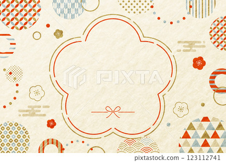 New Year's card, cute, Japanese pattern, plum blossom, Japanese paper background 123112741