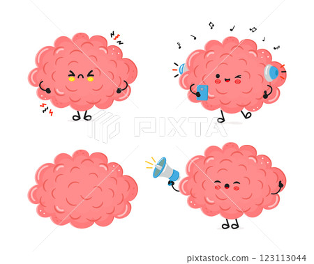 Funny Brain characters bundle set. Vector hand drawn doodle style cartoon character illustration icon design. Cute Brain mascot character collection Funny Brain characters bundle set. Vector hand drawn doodle style cartoon character illustration icon design. Cute Brain mascot character collection 123113044