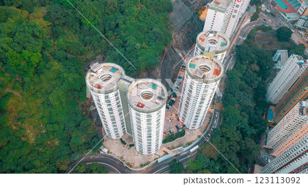 Modern Residential Towers with Circular Architecture Hong Kong Jan 11 2025 123113092