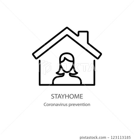 Stayhome icon. Thin linear stayhome outline icon isolated on white background from Coronavirus Prevention collection. Modern line vector sign, symbol, stroke for web and mobile Stayhome icon. Thin linear stayhome outline icon isolated on white background from Coronavirus Prevention collection. Modern line vector sign, symbol, stroke for web and mobile 123113185