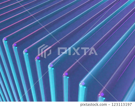 由無數水晶玻璃組成的隧道的 3D 插圖 由無數水晶玻璃組成的隧道的 3D 插圖 123113197
