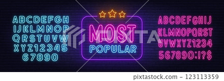 Most Popular Neon Sign on brick wall background 123113359