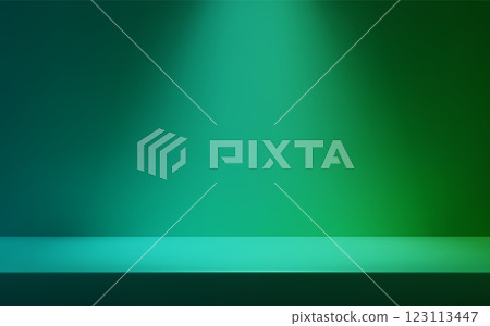 Blue Green Gradient Room with table surface. Product presentation template. Blue Green Gradient Room with table surface. Product presentation template. 123113447