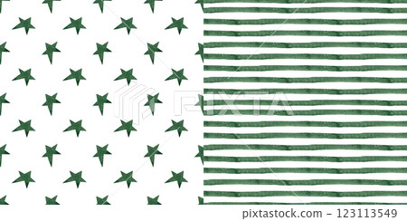 Abstract backgrounds set: green stars and stripes. Watercolor texture, basic prints. Christmas packaging. Perfect for festive textiles and other decor for February 23 or May 9 - Victory Abstract backgrounds set: green stars and stripes. Watercolor texture, basic prints. Christmas packaging. Perfect for festive textiles and other decor for February 23 or May 9 - Victory 123113549