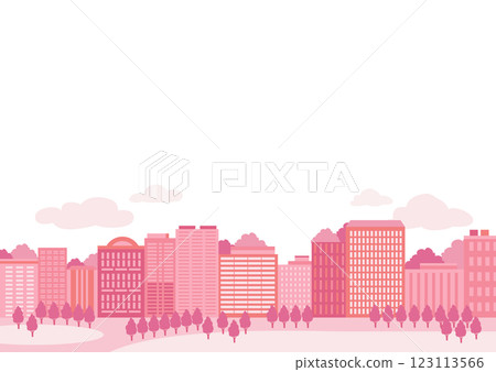 粉紅色的城市景觀，建築插圖 123113566