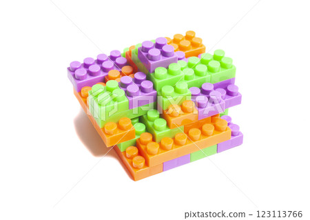 Colorful plastic construction blocks Children's construction kit. Colorful plastic construction blocks Children's construction kit. 123113766