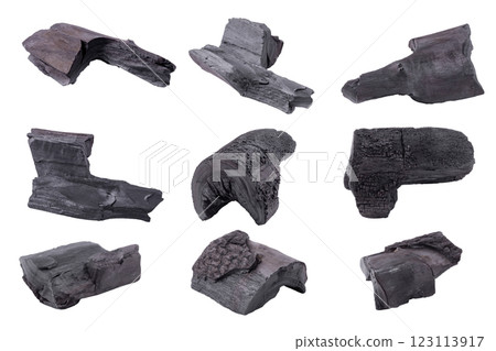 Natural wood charcoal Isolated on a white background 123113917