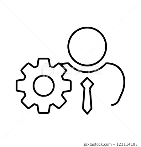 Linear administration icon from Human resources outline collection. Thin line administration icon isolated on white background. Male businessman avatar icon with gear, cog icon Linear administration icon from Human resources outline collection. Thin line administration icon isolated on white background. Male businessman avatar icon with gear, cog icon 123114195