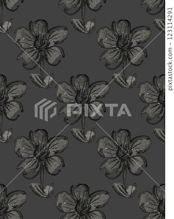 毛筆畫花卉圖案、水墨畫花卉重複圖案、水墨畫花卉無縫圖案 123114291