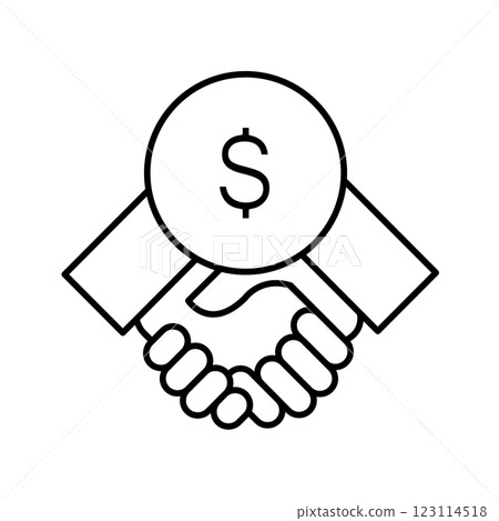 Handshake icon. Simple outline style. Deal, hand shake, agreement, partnership, respect, business concept. Thin line symbol. Vector illustration isolated on white background. Handshake icon. Simple outline style. Deal, hand shake, agreement, partnership, respect, business concept. Thin line symbol. Vector illustration isolated on white background. 123114518