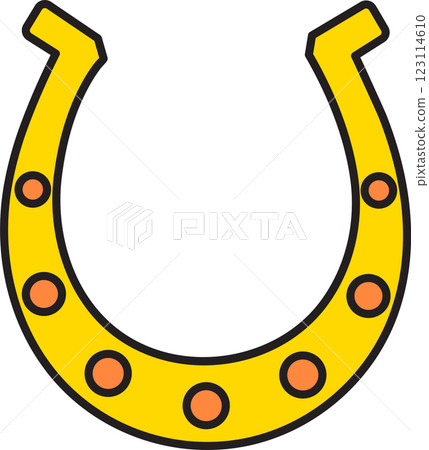 St. Patrick's Day, illustration, golden horseshoe, symbol of good luck and prosperity, retro vintage style, vector flat icon isolated on a white transparent background St. Patrick's Day, illustration, golden horseshoe, symbol of good luck and prosperity, retro vintage style, vector flat icon isolated on a white transparent background 123114610