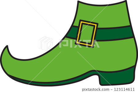 St. Patrick's Day, green leprechaun shoe, retro vintage style, vector flat icon isolated on a white transparent background St. Patrick's Day, green leprechaun shoe, retro vintage style, vector flat icon isolated on a white transparent background 123114611