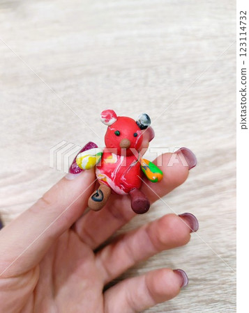 This is a Colorful Handmade Toy Figurine that is shaped like an adorable Bear for kids This is a Colorful Handmade Toy Figurine that is shaped like an adorable Bear for kids 123114732