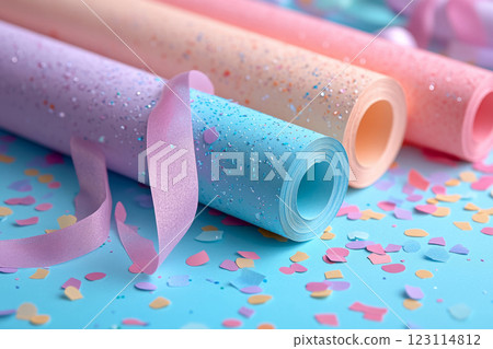 Paper Rolls with Colorful Confetti Paper Rolls with Colorful Confetti 123114812