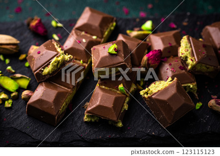 Dubai chocolate with kadayif pistachio filling 123115123