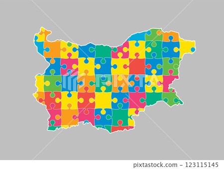 Creative map Bulgaria from color puzzle, jigsaw 123115145