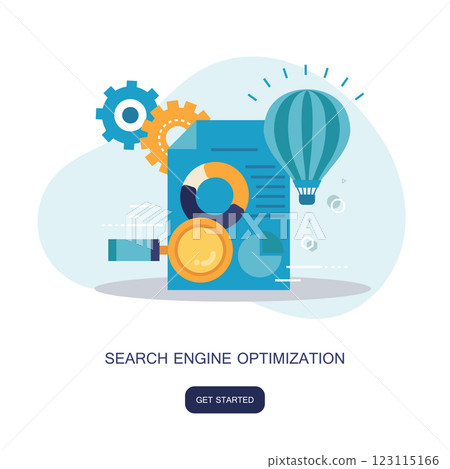 Search engine optimization. Flat vector illustration. 123115166