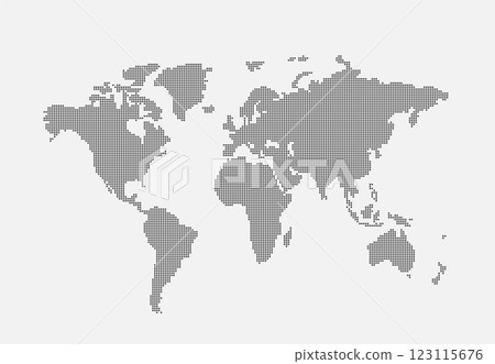 A world map in a modern style. A world map made up of dots on a white background. A world map in a modern style. A world map made up of dots on a white background. 123115676