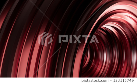 Abstract metal spirals, 3D render, smooth reflective surfaces, dark background 123115749