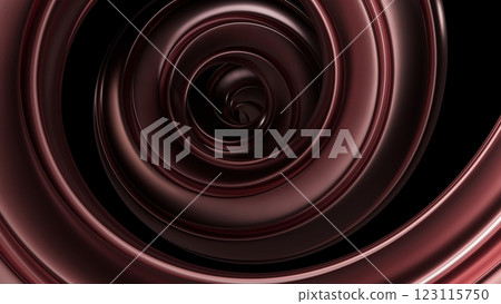 Abstract metal spirals, 3D render, smooth reflective surfaces, dark background 123115750