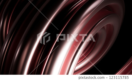 Abstract metal spirals, 3D render, smooth reflective surfaces, dark background 123115785