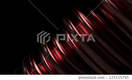 Abstract metal spirals, 3D render, smooth reflective surfaces, dark background 123115795