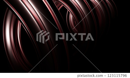 Abstract metal spirals, 3D render, smooth reflective surfaces, dark background 123115796